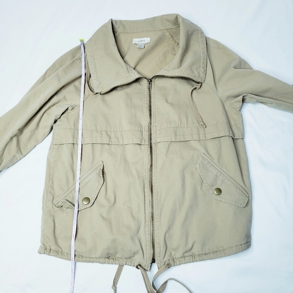 LOFT Lightweight Utility Jacket Khaki Tan Coat Cotton - Picture 6 of 8